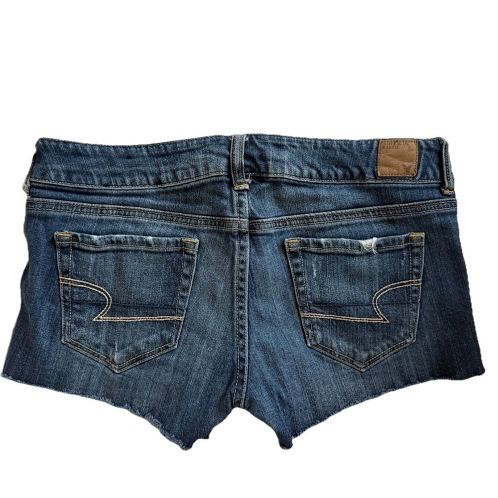 American Eagle Stretch Distressed Denim Cutoff Shorts Women Sz 6 Raw Frayed Hem - Picture 2 of 5